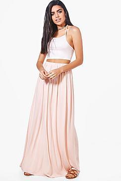 Boohoo Samira Gathered Waist Floor Sweeping Maxi Skirt
