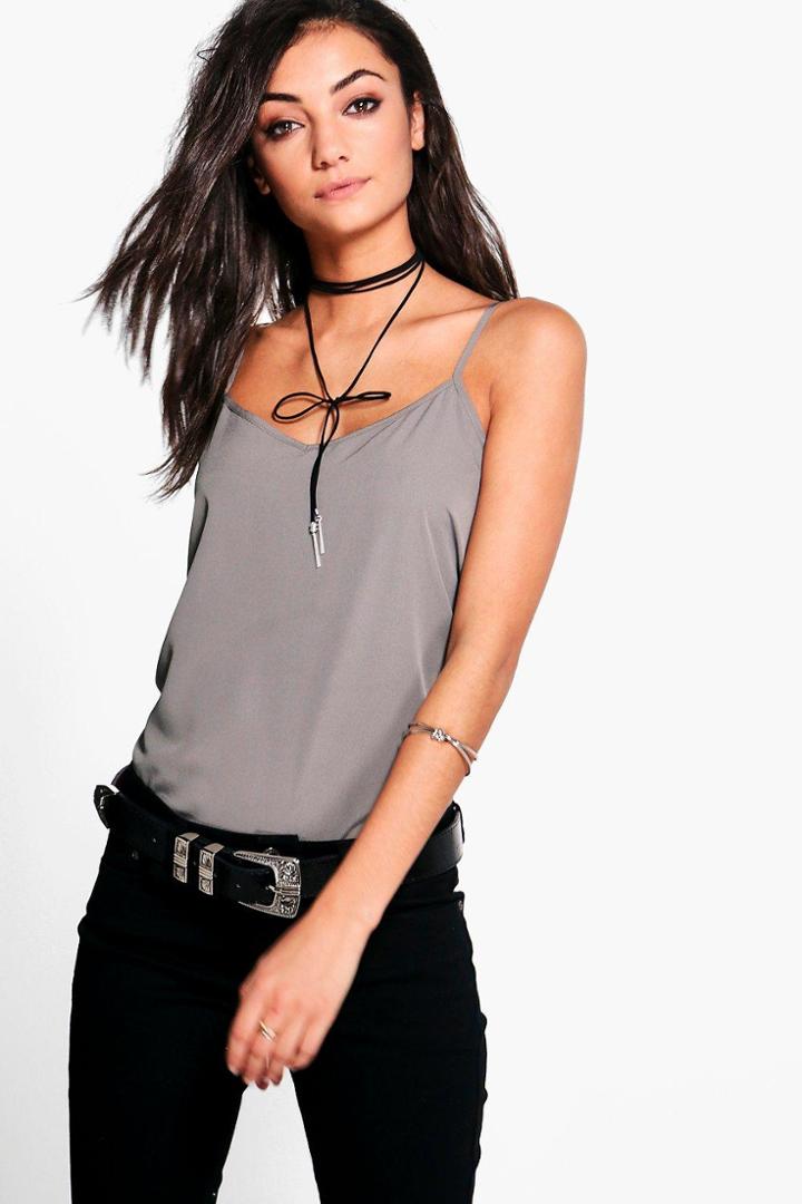Boohoo Tall Thana Solid Woven Cami Grey