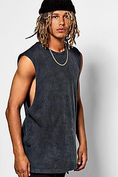 Boohoo Oversized Washed Tank With Distressing