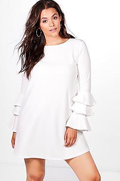 Boohoo Plus Bianca Frill Sleeve Shift Dress