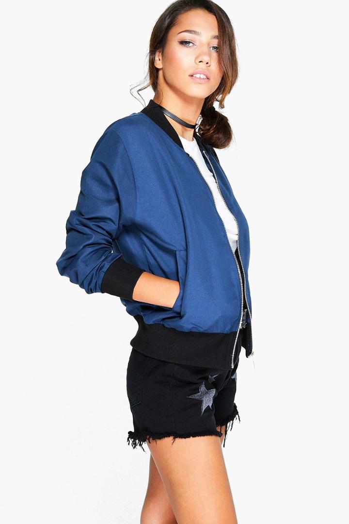 Boohoo Jessica Bomber Jacket Navy