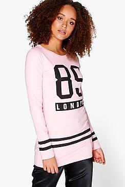Boohoo Lexi Longline Sports Print Top