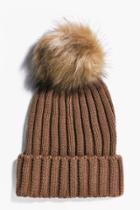 Boohoo Maya Single Pom Beanie Mink