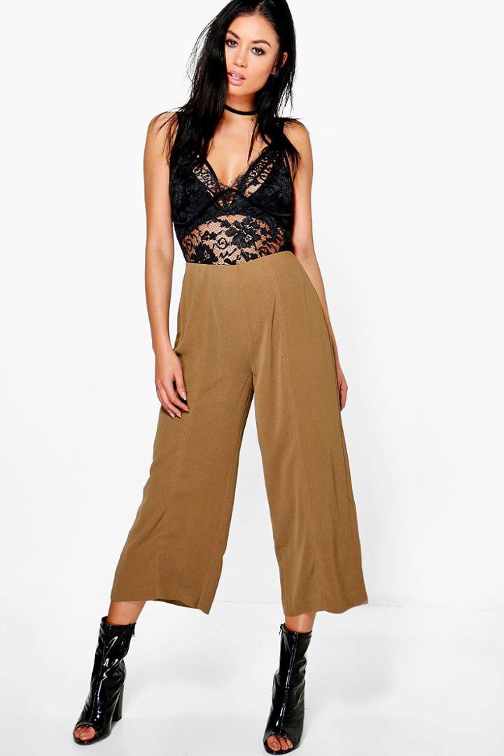 Boohoo Lalya Satin Culottes Camel
