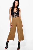 Boohoo Lalya Satin Culottes Camel