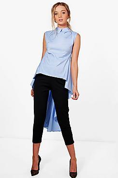Boohoo Lottie Collared High Low Shirt
