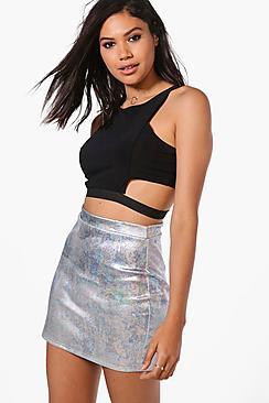 Boohoo Cora Metallic Festival Mini Skirt