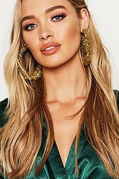 Boohoo Christmas Tinsel Hoop Earrings