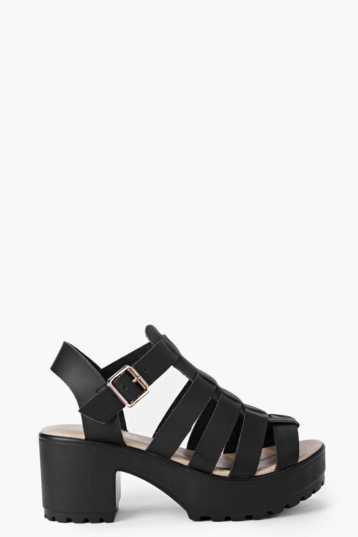 Boohoo Lexi Fisherman Cleated Sandal Black