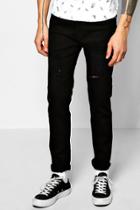 Boohoo Stretch Skinny Fit Ripped Jeans Black