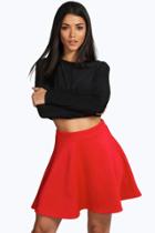 Boohoo Roseanna Fit And Flare Skater Skirt Red