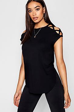 Boohoo Strappy Short Sleeve T-shirt