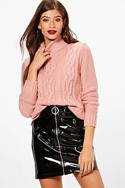 Boohoo Melissa Cable Roll Neck Jumper