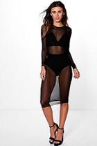 Boohoo Petite Frankie Sheer Mesh Midi Bodycon Dress
