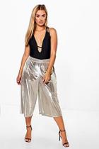 Boohoo Plus Frances Metallic Silky Culottes