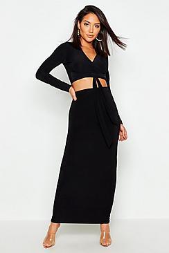 Boohoo Tie Front Top & Midaxi Skirt Co-ord