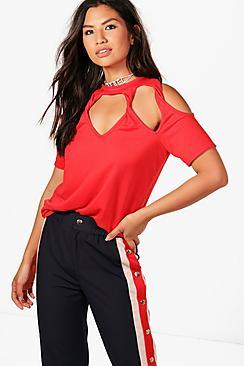 Boohoo Helen Twist Front & Back Oversized Tee