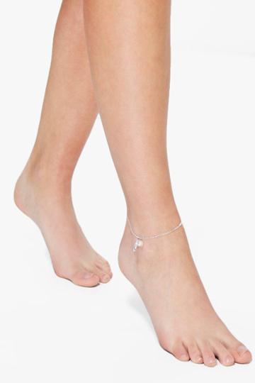 Boohoo Rebecca Faux Pearl & Starfish Anklet Silver