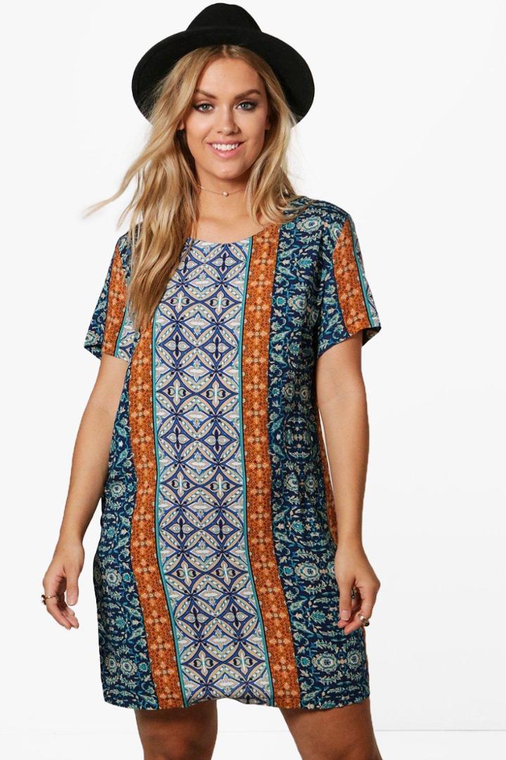 Boohoo Plus Imogen Paisley Woven Shift Dress Multi