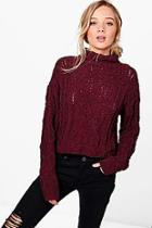 Boohoo Hannah Cable Knit Funnel Neck Jumper