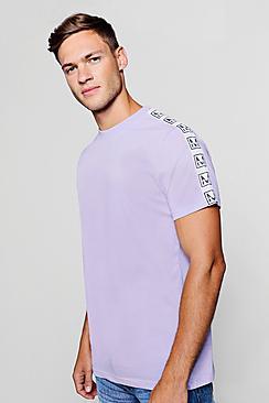 Boohoo Longline Man Tape Sleeve T-shirt