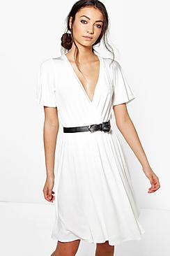Boohoo Tall Lianne Wrap Front Jersey Dress