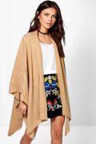 Boohoo Amelia Chevron Knitted Poncho Mocha