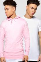 Boohoo 2 Pack Longline T Shirt & Over The Head Hoodie Multi