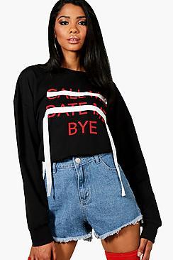 Boohoo Maggie Tape Slogan Sweat