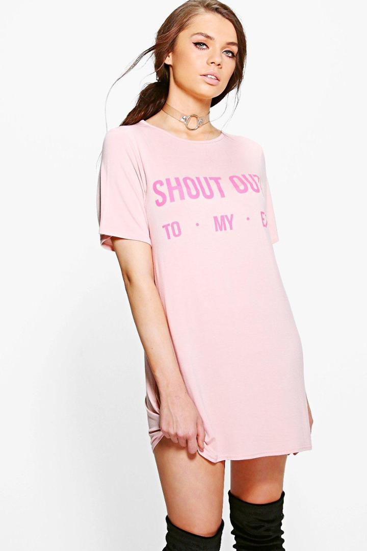 Boohoo Astrid Printed T-shirt Dress Nude