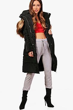 Boohoo Petite Jennifer Longline Padded Coat