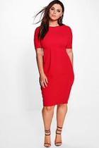 Boohoo Plus Kaylee Crepe Plunge Neck Wiggle Dress