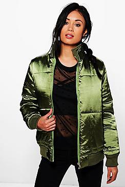Boohoo Lacey Satin Padded Jacket