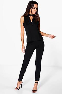 Boohoo Lily Lace Trim Trouser