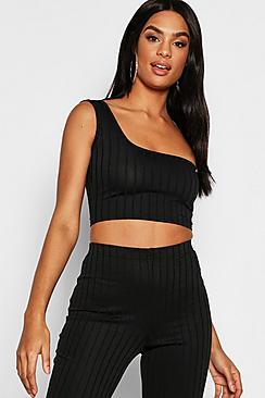 Boohoo Tall Ribbed One Shoulder Crop Top