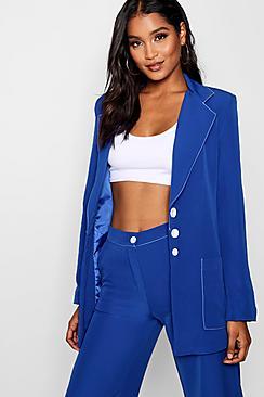 Boohoo Contrast Stitch Boxy Blazer
