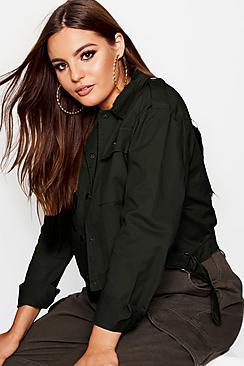Boohoo Plus Pocket Detail Crop Shacket