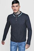 Boohoo Long Sleeve Pique  Polo With Tipping