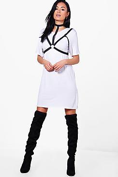 Boohoo Sofia Harness Corset T-shirt Dress