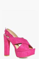 Boohoo Eileen Cross Front Slingback Platform Cerise