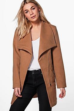 Boohoo Alexis Wrap Belted Wool Look Coat