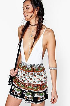 Boohoo Jenny Elephant Print Shorts