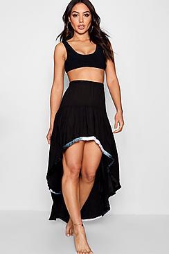Boohoo Taylor Ombre Tassel Dipped Hem Beach Skirt