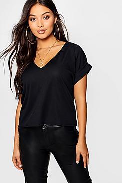 Boohoo Petite Oversized Ribbed T-shirt
