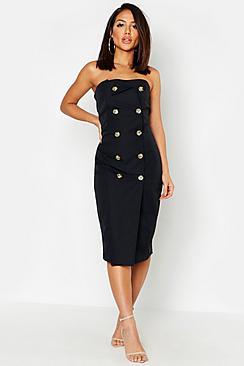 Boohoo Utility Bandeau Midi Dress