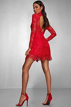 Boohoo Premium Amy Lace Up Open Back Dress