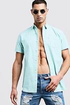 Boohoo Short Sleeve Shirt In Cotton Blend Slub