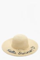 Boohoo Macy Sequin Slogan Straw Hat Natural