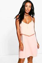 Boohoo Paige Strappy Cami Overlay Skater Dress