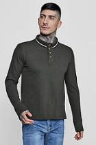 Boohoo Long Sleeve Pique Polo With Tipping